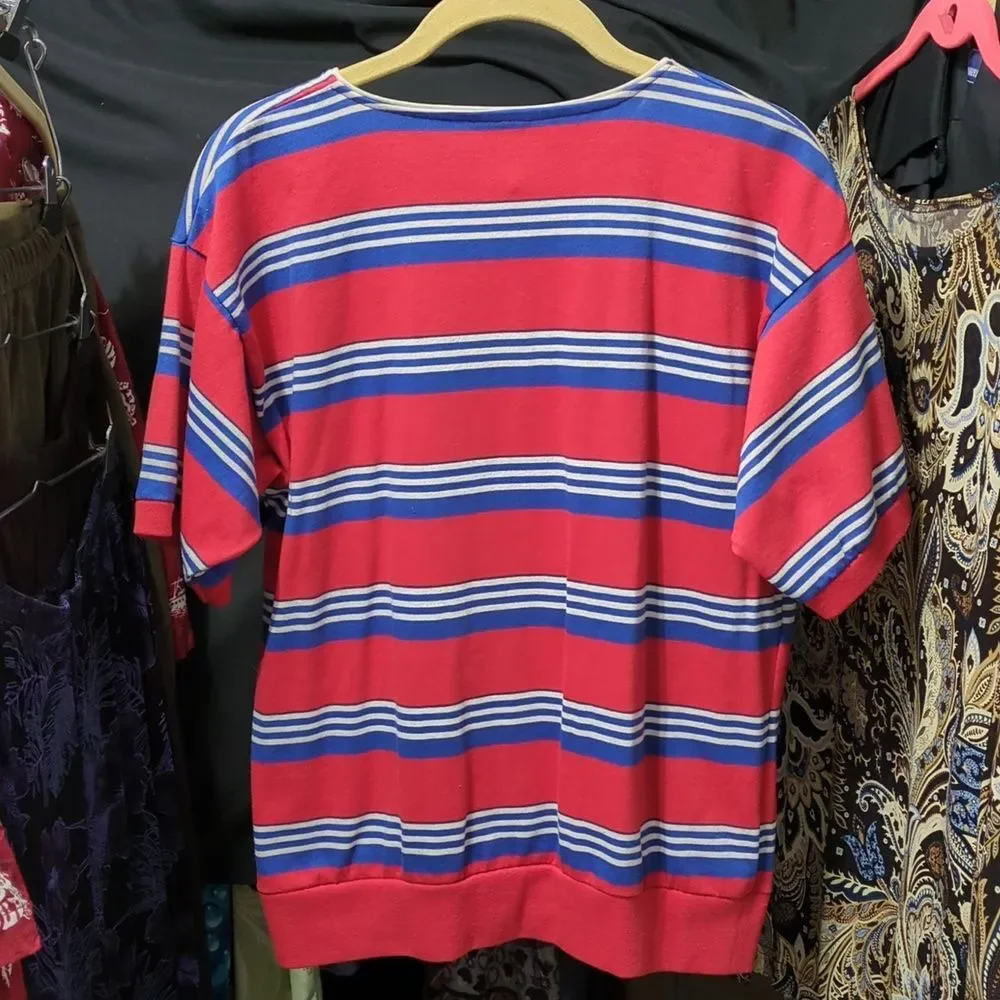 Red white and blue stripe shirt no tag vintage style (InvW013)